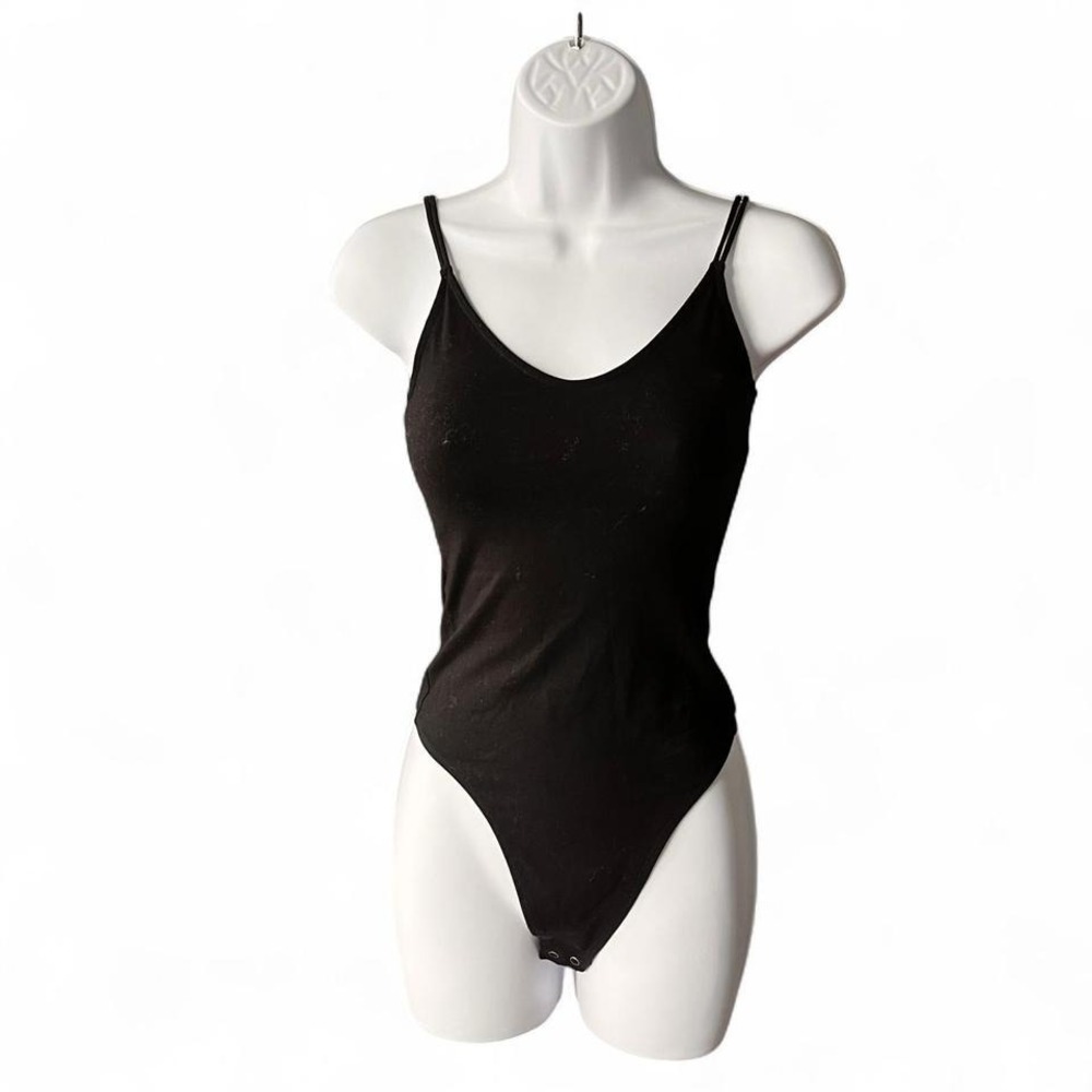 American Eagle NWT Black Thong Bodysuit XS Cami Minimalist